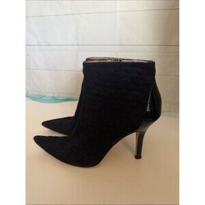 Boutique 9 Size 10M Black Quilted Pointed-Toe Heeled Ankle Booties WitchyCore